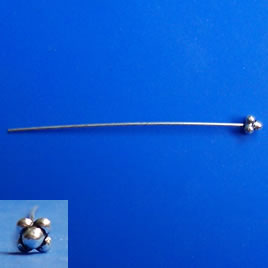 Headpin, plated pewter, 2 inches with 4mm head. Pkg of 19