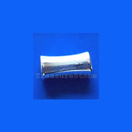 Bead, silver-finished, 5x11mm tube. Pkg of 12