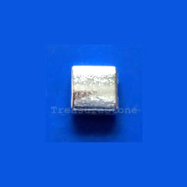 Bead, silver-finished flat square, 6.5mm. Pkg of 20.
