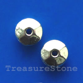 Bead, silver-finished, 6x3mm saucer spacer, 20pcs.