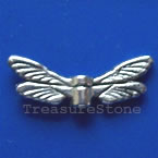 Bead, antiqued silver-finished, 20x7mm wing. Pkg of 15.
