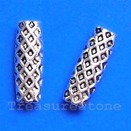 Bead, antiqued silver-finished, 4x13mm tube. Pkg of 12.