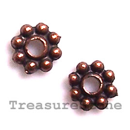 Bead, antiqued copper-finished, 5mm daisy spacer. Pkg of 20pcs