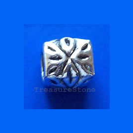 Bead, antiqued silver-finished, 7.5mm. Pkg of 20.