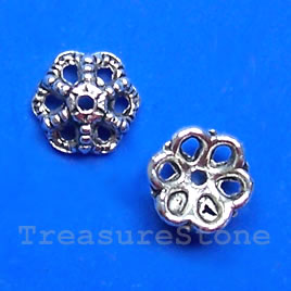 Bead cap, antiqued silver-finished 10x4mm. Pkg of 15