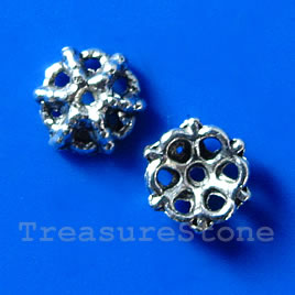 Bead cap, antiqued silver-finished, 7x3mm. Pkg of 20