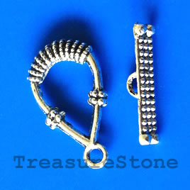 Clasp, toggle, antiqued silver-finished, 14x20mm. Pkg of 6.