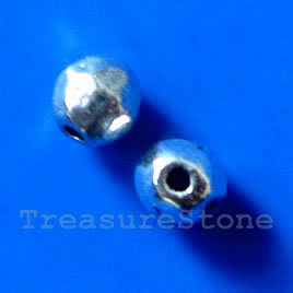 Bead, silver-finished, 5mm faceted round spacer. Pkg of 20.