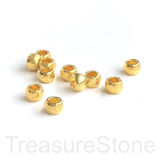 Bead, gold-finished,4x6mm rondelle spacer, large hole,3mm. 12