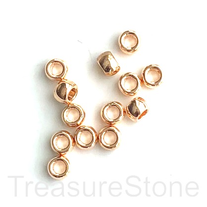 Bead,rose gold-finished,4x6mm rondelle spacer, large hole,3mm.12