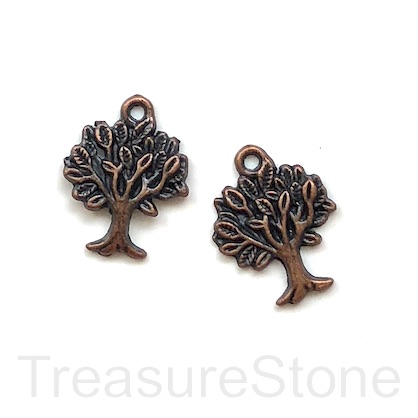 Pendant, copper-plated, 18mm Tree of Life. pack of 6