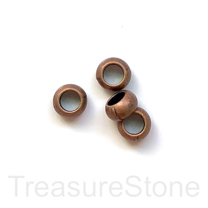 Bead, copper, 5x10mm rondelle spacer, large hole:5.5mm. 6