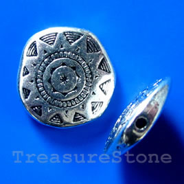 Bead, silver-finished, 18x4mm. Pkg of 4.