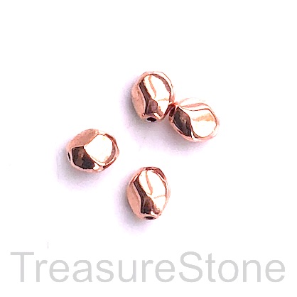 Bead, rose gold finished, 5x7mm faceted nugget spacer. 15.