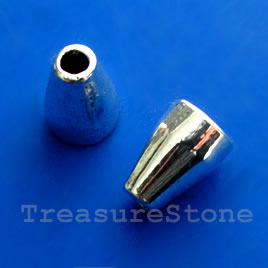 Cone, antiqued silver-finished, 8x11mm. Pkg of 10