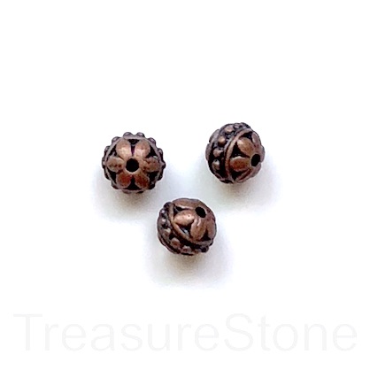 Bead, antiqued copper finished, 8mm round spacer. Pkg of 10.