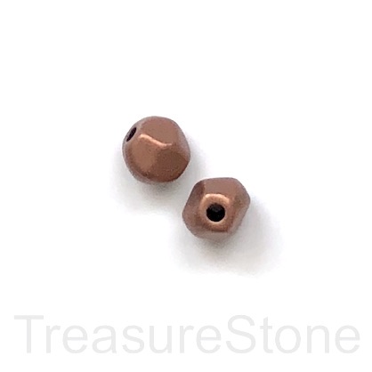 Bead, copper-finished, 10mm faceted nugget spacer. Pack of 5
