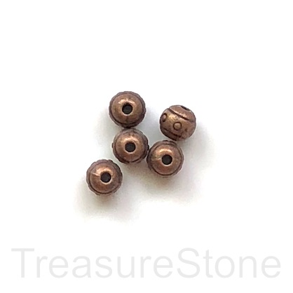 Bead, antiqued copper finished, 5mm round spacer. Pkg of 20.