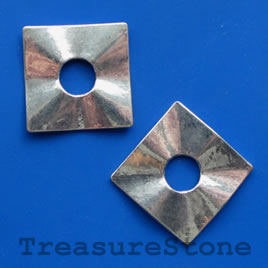 Bead, silver-finished, 30/10mm. Pkg of 2.