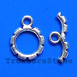 Clasp, toggle, antiqued silver-finished, 13/20mm. Pkg of 9.