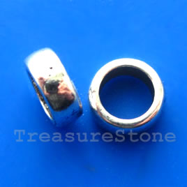 Bead, silver-finished, 4x11mm ring. Pkg of 10