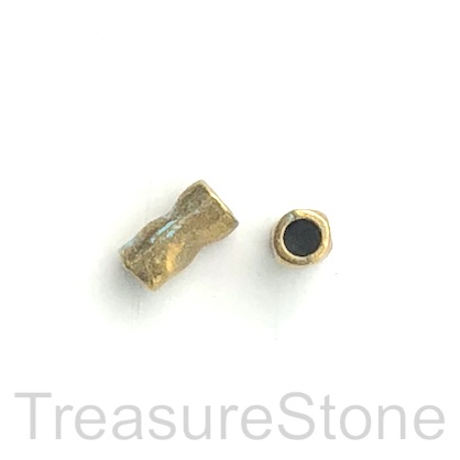 Bead, patina, 6x11mm hammered tube spacer, large hole 3mm. 12