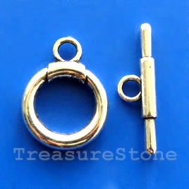 Clasp, toggle, antiqued silver-finished, 20/30mm. Pkg of 4.