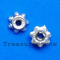 Bead cap, antiqued silver-finished, 5x2mm. Pkg of 30