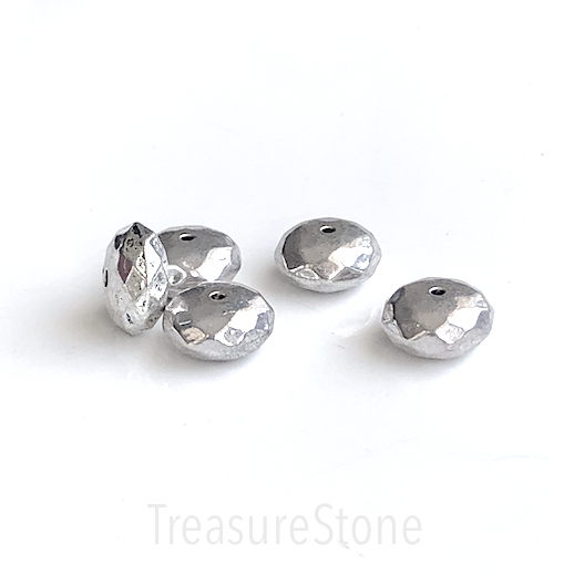 Bead, antiqued silver finished, 6.5x12mm faceted rondelle. 4pcs