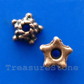 Bead cap, copper-finished, 5mm, Nickel Free. Pkg of 30.