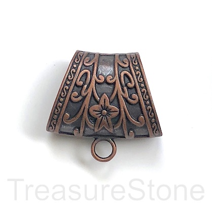 Bead, charm pendant hanger, copper,40x30mm tube with loop. ea - Click Image to Close