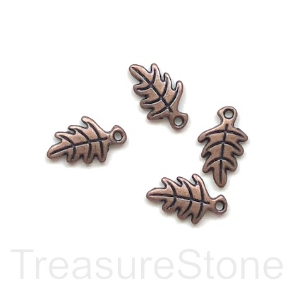 Charm, copper finished, 10x12mm leaf. Pkg of 12 - Click Image to Close