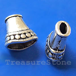 Cone, antiqued silver-finished, 16x9mm. Pkg of 4.