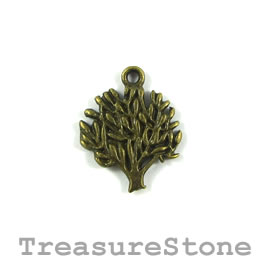 Charm/pendant, brass-plated, 17mm tree. Pkg of 6.