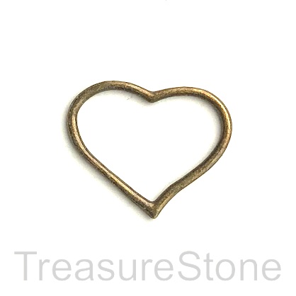 Pendant, brass-finished, 28x24mm heart. Pkg of 6.