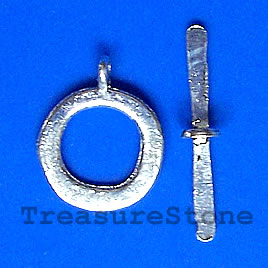 Clasp,toggle, antiqued silver-finished, 17mm. Pkg of 8 pairs.