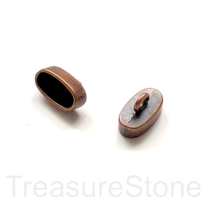 Bead, copper finished, 8x15x5mm cord end. 6pcs