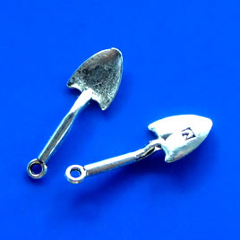 Pendant/charm, silver-finished, 9x27mm shovel. Pkg of 12 - Click Image to Close