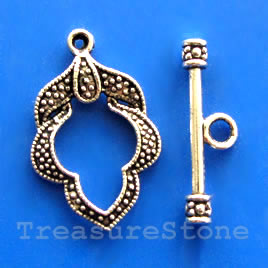 Clasp, toggle, antiqued silver-finished, 17x24mm. Pkg of 6.