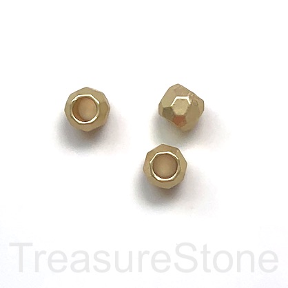 Bead, gold matte,8x7mm faceted rondelle,large hole:3mm. Pkg of 2