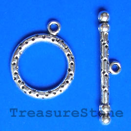 Clasp, toggle, antiqued silver-finished, 21/36mm. Pkg of 4.