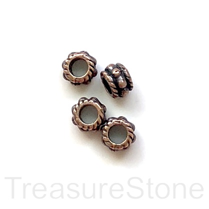 Bead, copper finished, 5x7mm tube, large hole:3.5mm. Pkg of 12