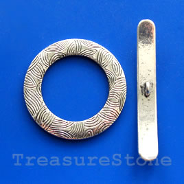 Clasp,toggle,antiqued silver-finished,42/59mm.Sold individually.