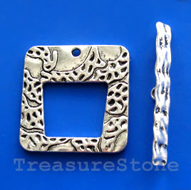 Clasp,toggle,antiqued silver- finished, 42mm. Sold individually.