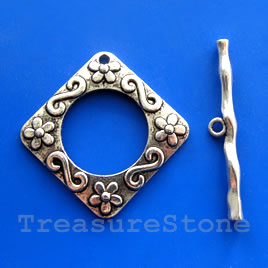 Clasp,toggle,antiqued silver-finished,49/53mm.Sold individually.