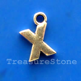 Charm, silver-finished, 7x8.5mm letter X. Pkg of 15