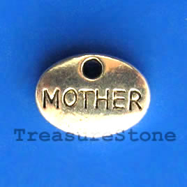 Charm/pendant, silver-plated, MOTHER. Pkg of 12