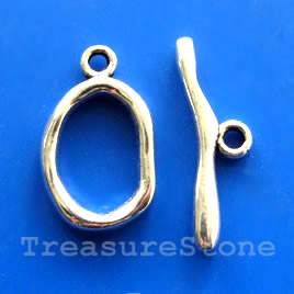 Clasp, toggle, antiqued silver-finished, 15x20mm. Pkg of 4.