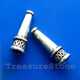 Cone, antiqued silver-finished, 8x20mm. Pkg of 8.