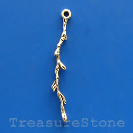 Pendant/charm, silver-finished, 38mm branch. Pkg of 8.